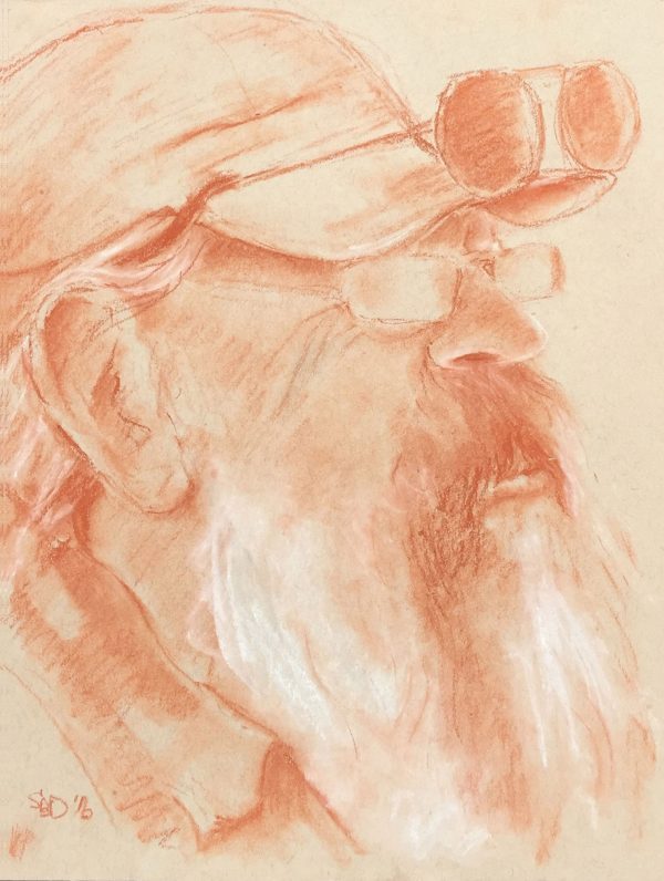 sepia pencil portrait on tan paper