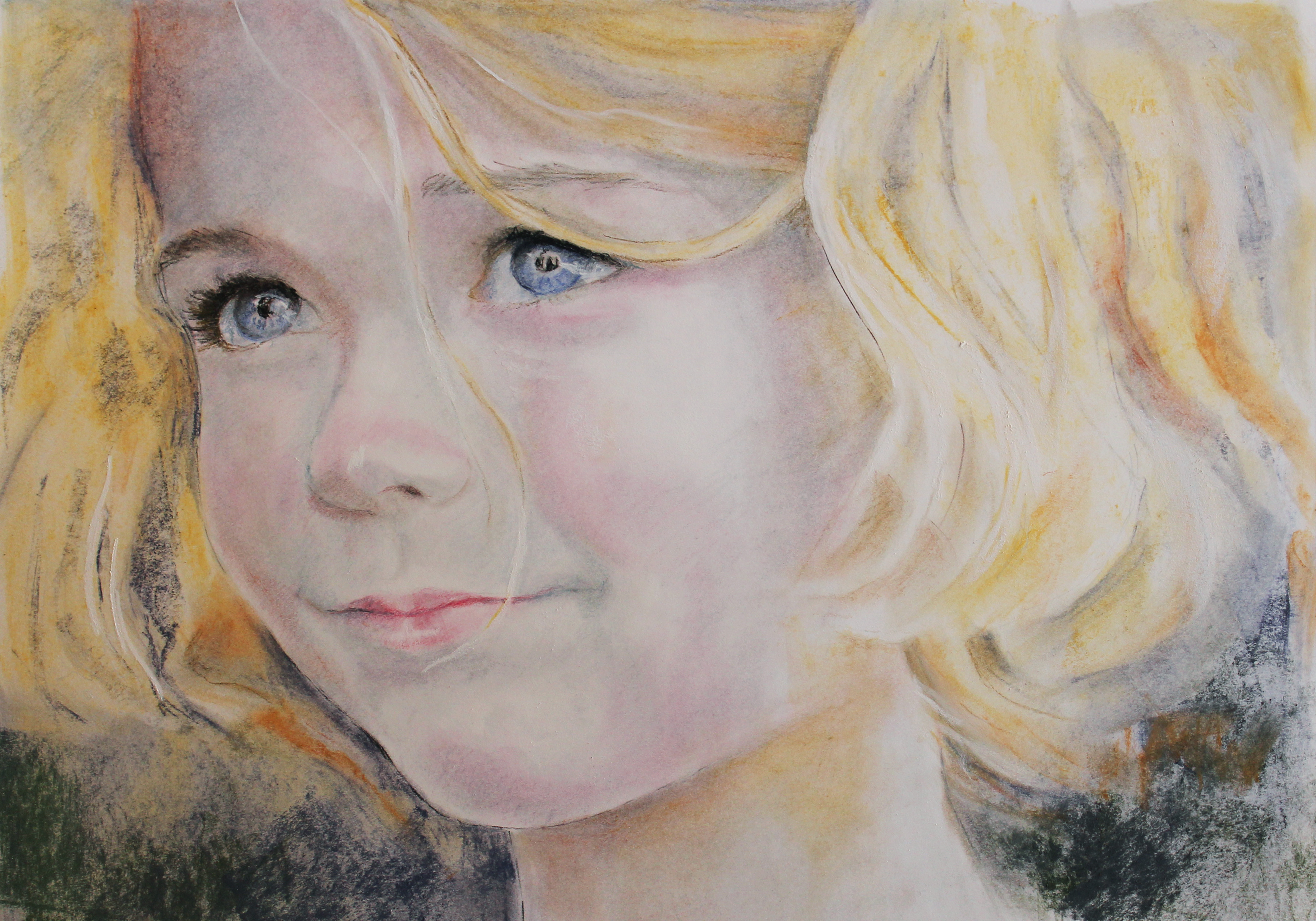 Pastel Pencil Portrait of Young Girl